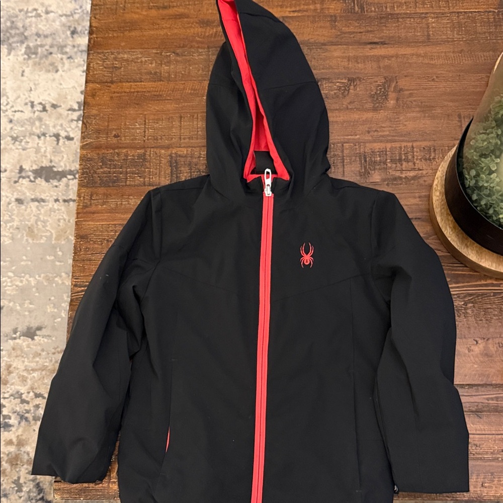 Spyder Kids Black and Red Hooded Jacket